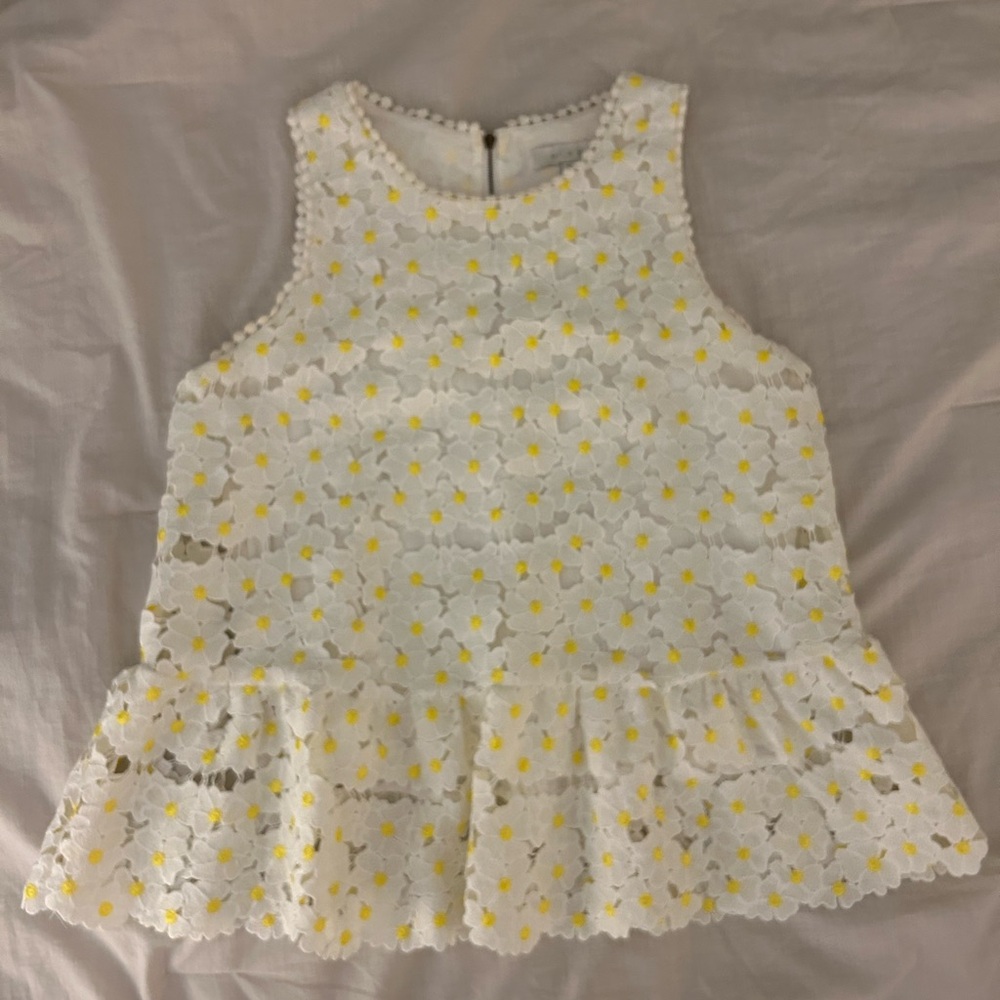 Anthropology embroidered daisy eyelet blouse